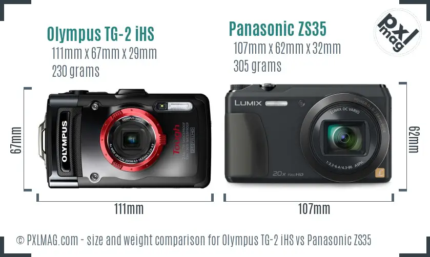 Olympus TG-2 iHS vs Panasonic ZS35 size comparison Olympus TG-2 iHS vs Panasonic ZS35 size comparison