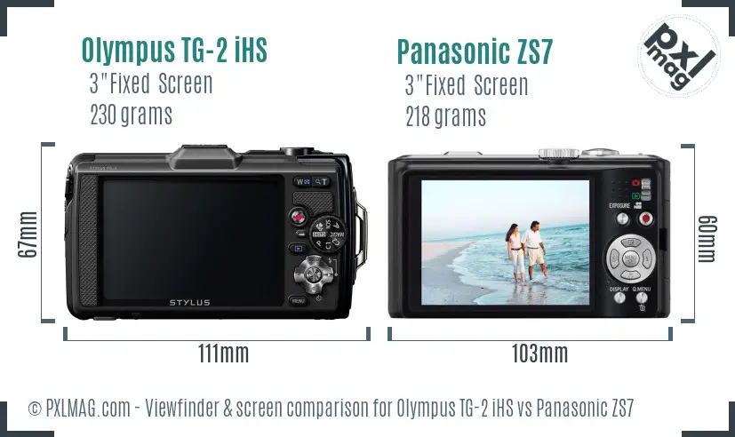 Olympus TG-2 iHS vs Panasonic ZS7 Screen and Viewfinder comparison