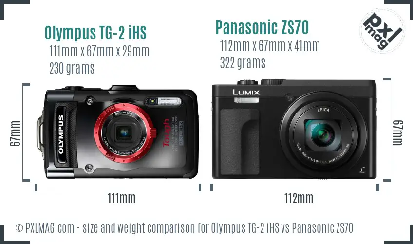 Olympus TG-2 iHS vs Panasonic ZS70 size comparison
