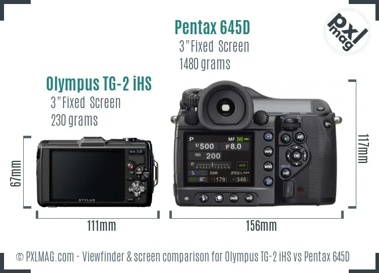 Olympus TG-2 iHS vs Pentax 645D Screen and Viewfinder comparison