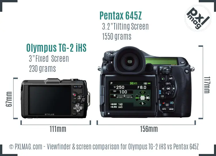 Olympus TG-2 iHS vs Pentax 645Z Screen and Viewfinder comparison
