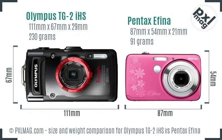 Olympus TG-2 iHS vs Pentax Efina size comparison