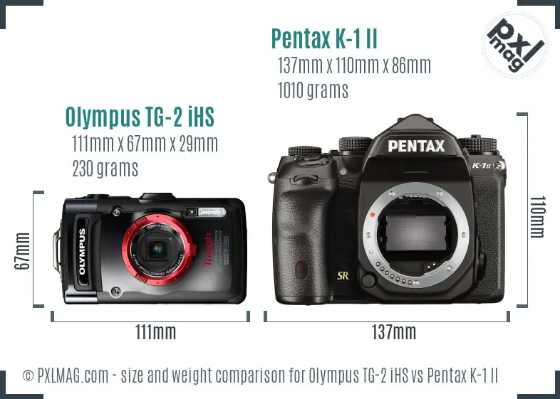 Olympus TG-2 iHS vs Pentax K-1 II size comparison