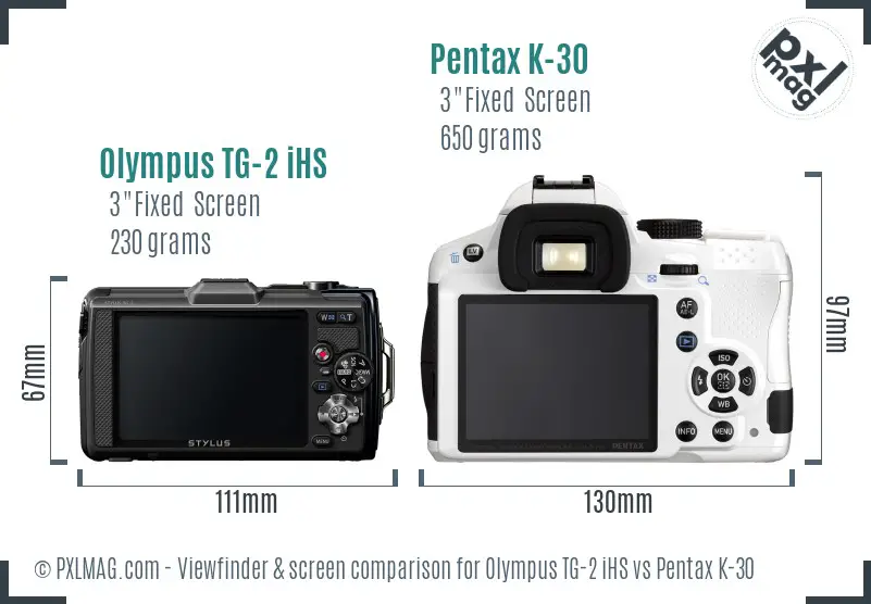 Olympus TG-2 iHS vs Pentax K-30 Screen and Viewfinder comparison