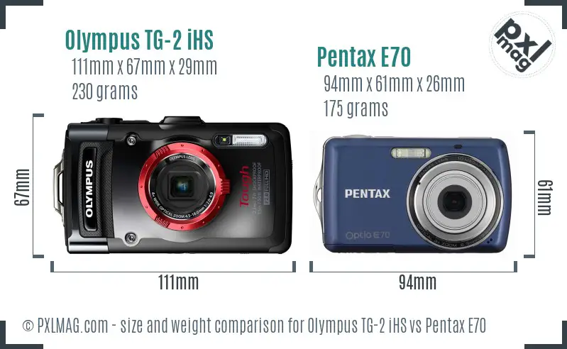 Olympus TG-2 iHS vs Pentax E70 size comparison