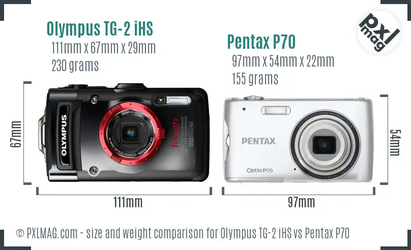 Olympus TG-2 iHS vs Pentax P70 size comparison