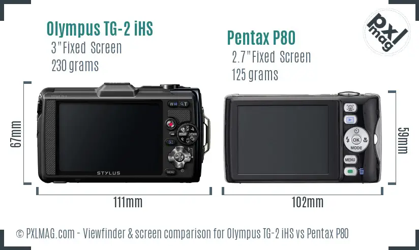 Olympus TG-2 iHS vs Pentax P80 Screen and Viewfinder comparison Olympus TG-2 iHS vs Pentax P80 Screen and Viewfinder comparison