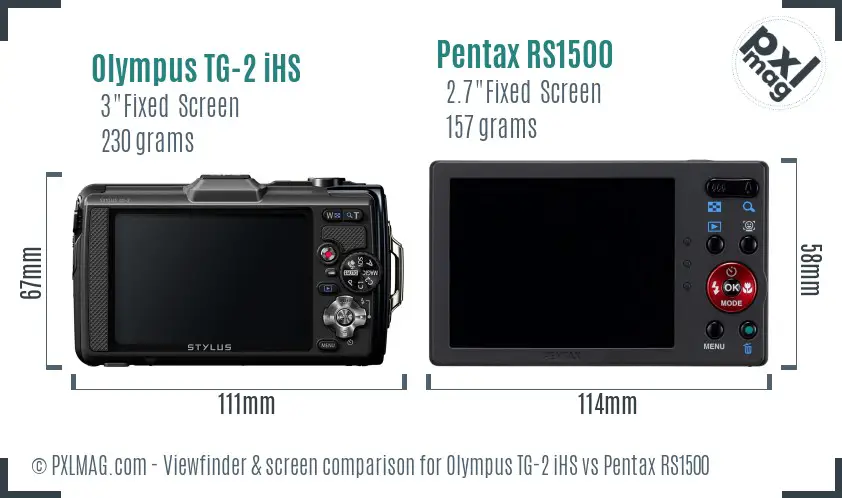 Olympus TG-2 iHS vs Pentax RS1500 Screen and Viewfinder comparison Olympus TG-2 iHS vs Pentax RS1500 Screen and Viewfinder comparison