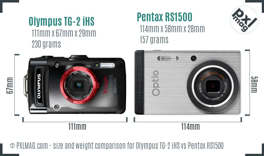 Olympus TG-2 iHS vs Pentax RS1500 size comparison Olympus TG-2 iHS vs Pentax RS1500 size comparison