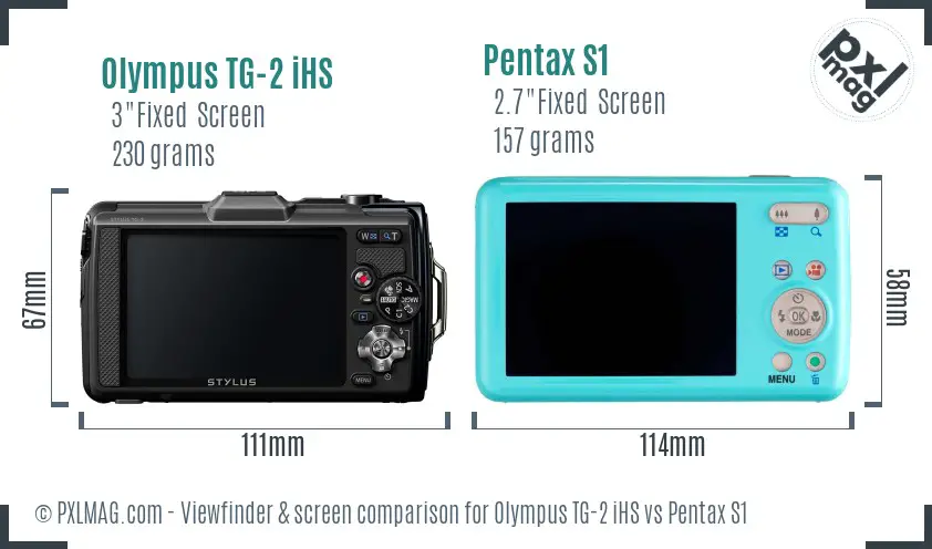 Olympus TG-2 iHS vs Pentax S1 Screen and Viewfinder comparison Olympus TG-2 iHS vs Pentax S1 Screen and Viewfinder comparison