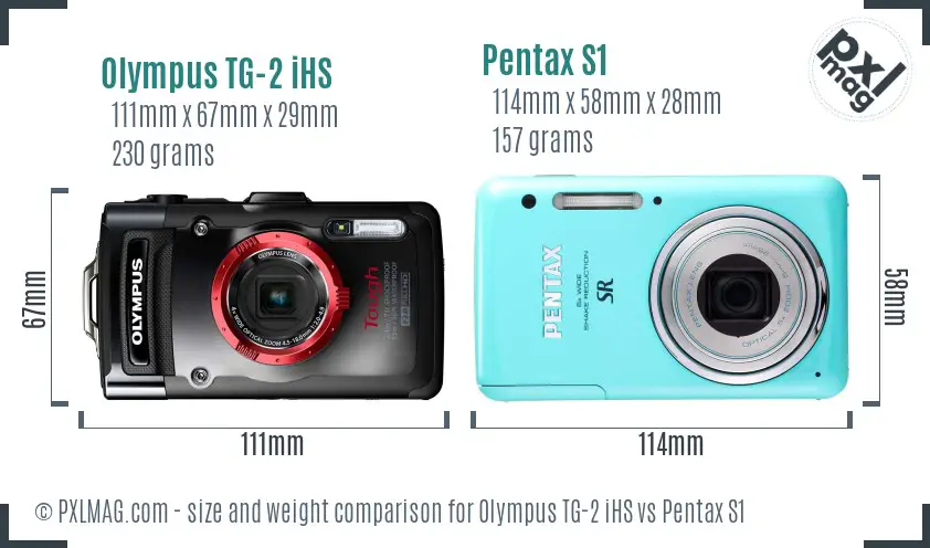 Olympus TG-2 iHS vs Pentax S1 size comparison Olympus TG-2 iHS vs Pentax S1 size comparison