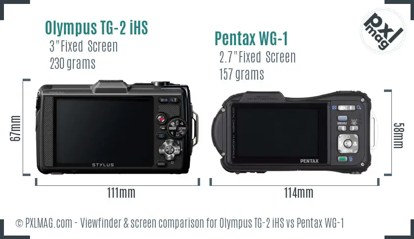 Olympus TG-2 iHS vs Pentax WG-1 Screen and Viewfinder comparison