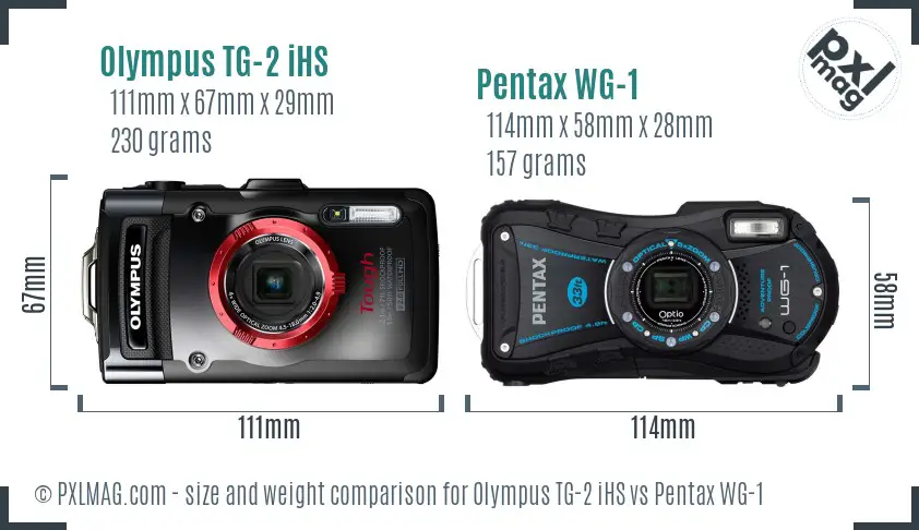 Olympus TG-2 iHS vs Pentax WG-1 size comparison