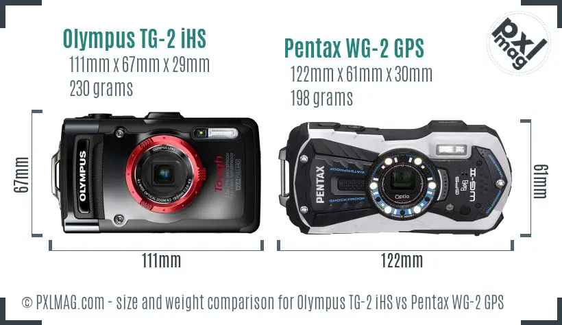 Olympus TG-2 iHS vs Pentax WG-2 GPS size comparison