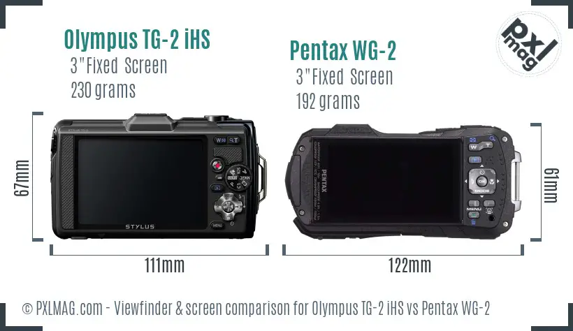 Olympus TG-2 iHS vs Pentax WG-2 Screen and Viewfinder comparison