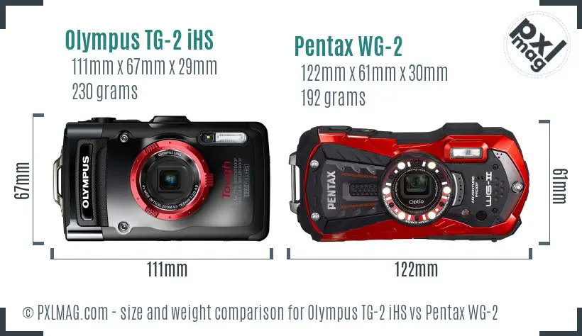 Olympus TG-2 iHS vs Pentax WG-2 size comparison