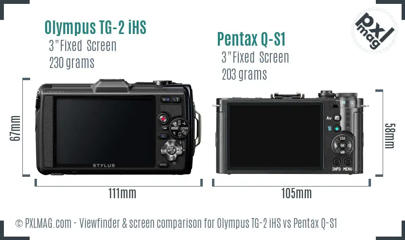Olympus TG-2 iHS vs Pentax Q-S1 Screen and Viewfinder comparison