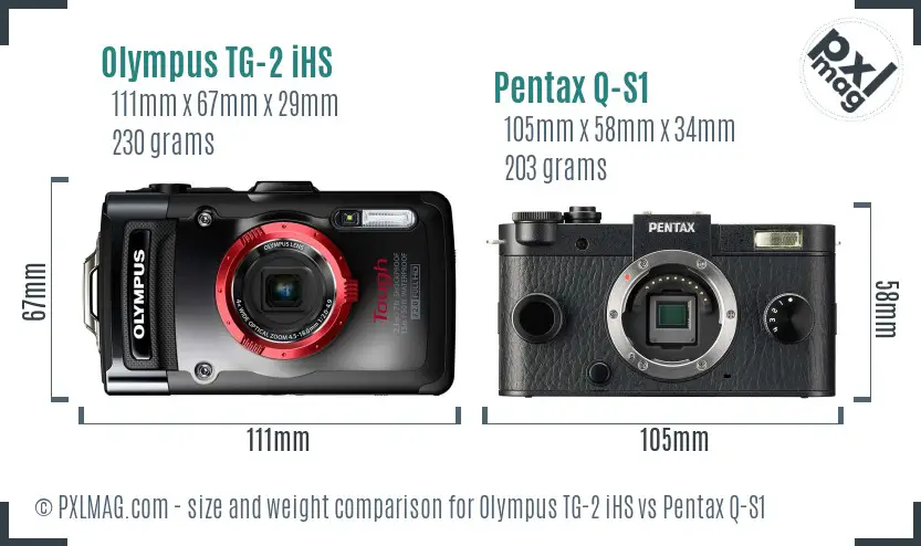 Olympus TG-2 iHS vs Pentax Q-S1 size comparison
