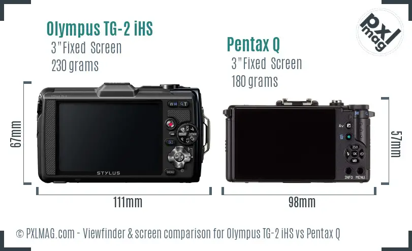 Olympus TG-2 iHS vs Pentax Q Screen and Viewfinder comparison
