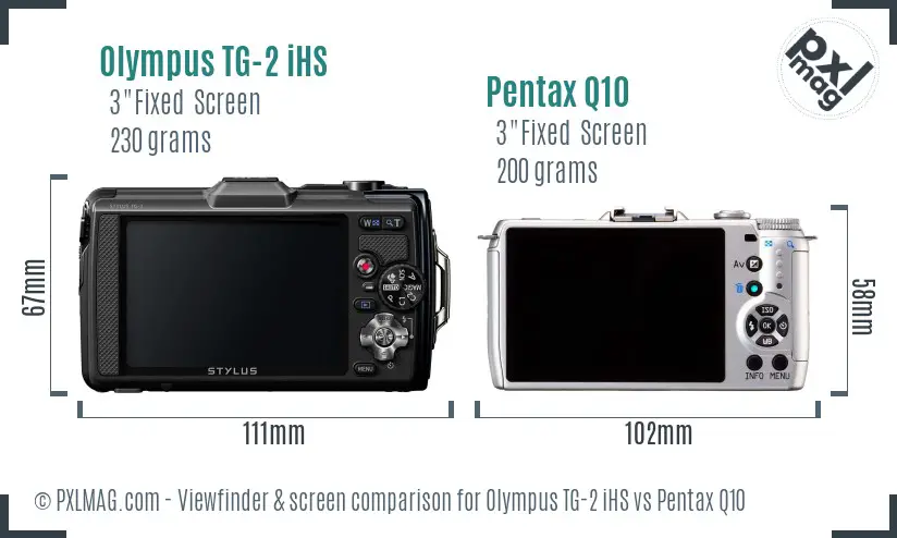 Olympus TG-2 iHS vs Pentax Q10 Screen and Viewfinder comparison