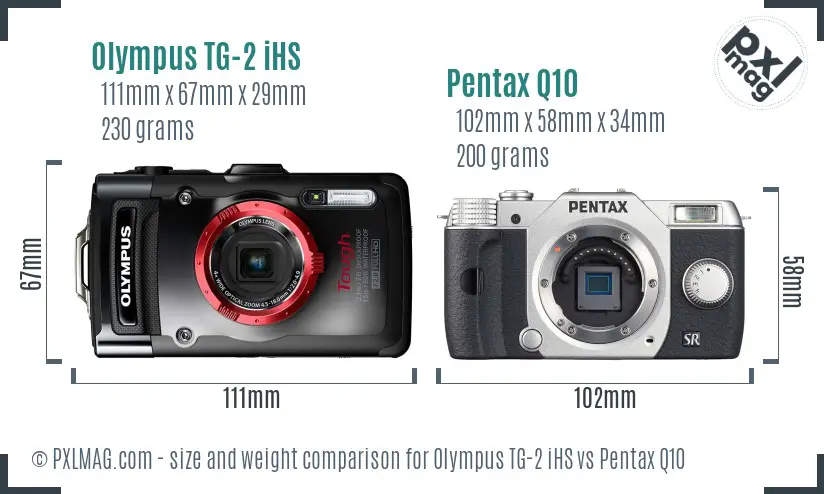 Olympus TG-2 iHS vs Pentax Q10 size comparison
