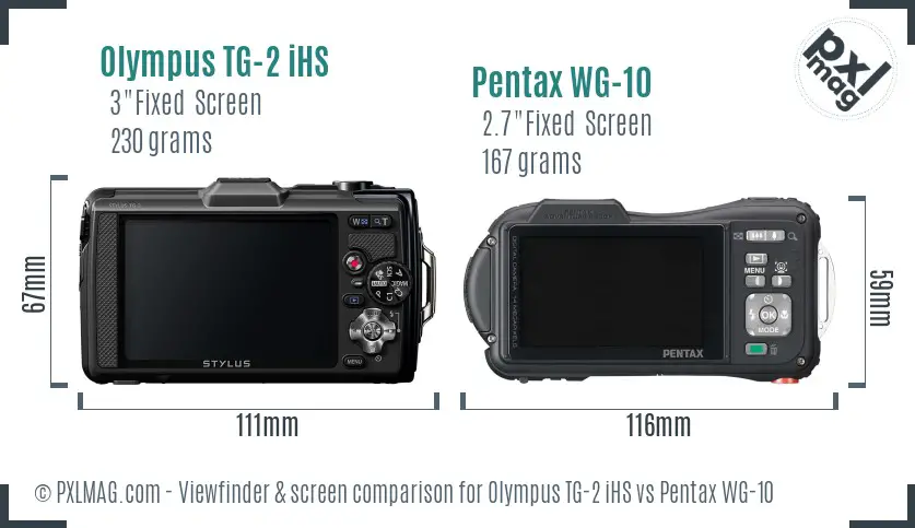 Olympus TG-2 iHS vs Pentax WG-10 Screen and Viewfinder comparison