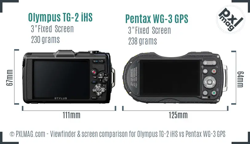 Olympus TG-2 iHS vs Pentax WG-3 GPS Screen and Viewfinder comparison