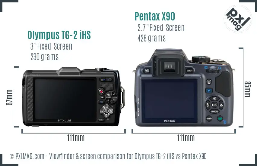 Olympus TG-2 iHS vs Pentax X90 Screen and Viewfinder comparison Olympus TG-2 iHS vs Pentax X90 Screen and Viewfinder comparison