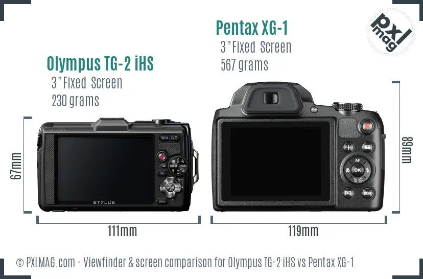 Olympus TG-2 iHS vs Pentax XG-1 Screen and Viewfinder comparison