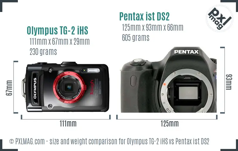 Olympus TG-2 iHS vs Pentax ist DS2 size comparison