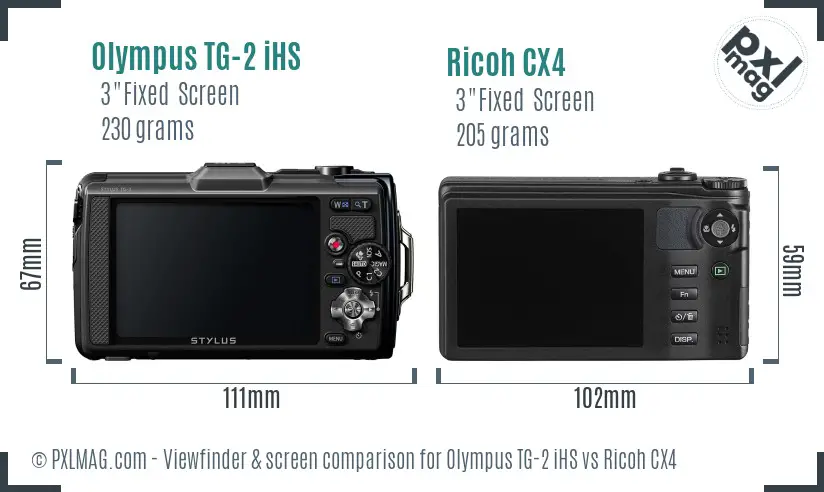 Olympus TG-2 iHS vs Ricoh CX4 Screen and Viewfinder comparison Olympus TG-2 iHS vs Ricoh CX4 Screen and Viewfinder comparison