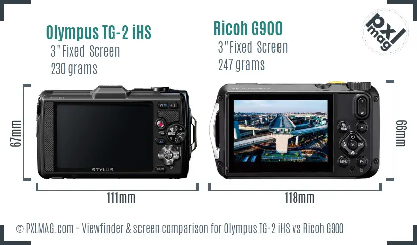 Olympus TG-2 iHS vs Ricoh G900 Screen and Viewfinder comparison
