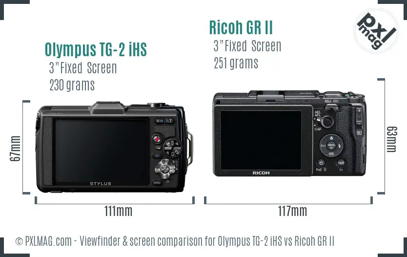 Olympus TG-2 iHS vs Ricoh GR II Screen and Viewfinder comparison