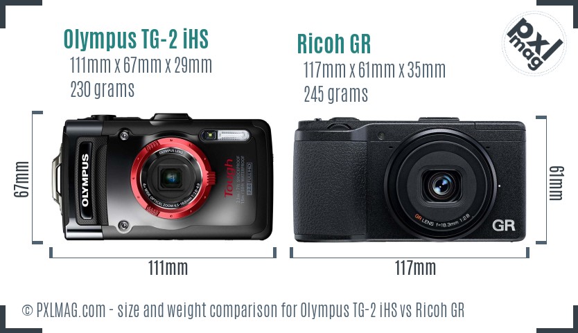 Olympus TG-2 iHS vs Ricoh GR size comparison Olympus TG-2 iHS vs Ricoh GR size comparison