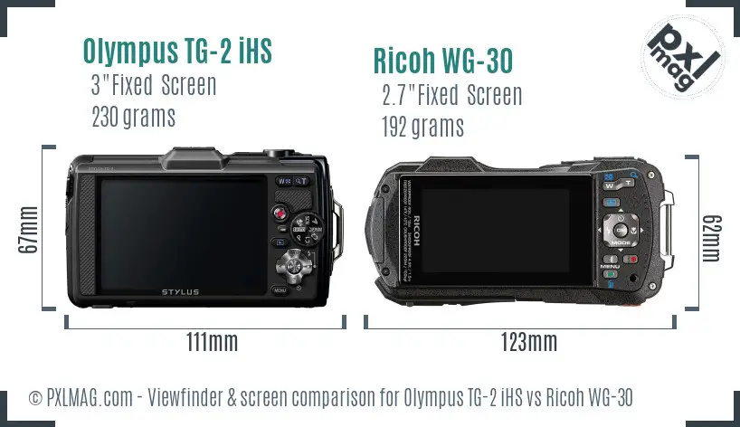 Olympus TG-2 iHS vs Ricoh WG-30 Screen and Viewfinder comparison