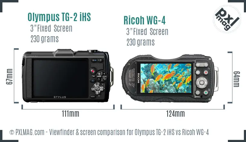 Olympus TG-2 iHS vs Ricoh WG-4 Screen and Viewfinder comparison