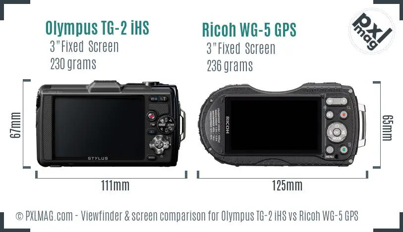 Olympus TG-2 iHS vs Ricoh WG-5 GPS Screen and Viewfinder comparison