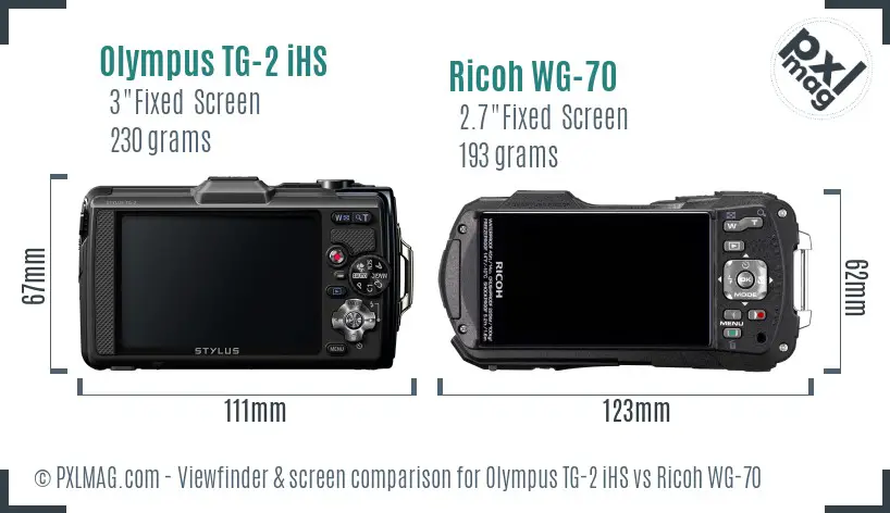 Olympus TG-2 iHS vs Ricoh WG-70 Screen and Viewfinder comparison