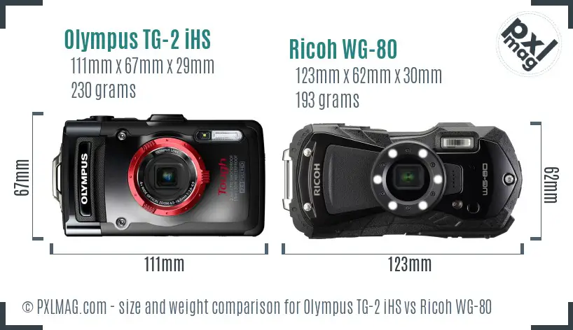 Olympus TG-2 iHS vs Ricoh WG-80 size comparison Olympus TG-2 iHS vs Ricoh WG-80 size comparison