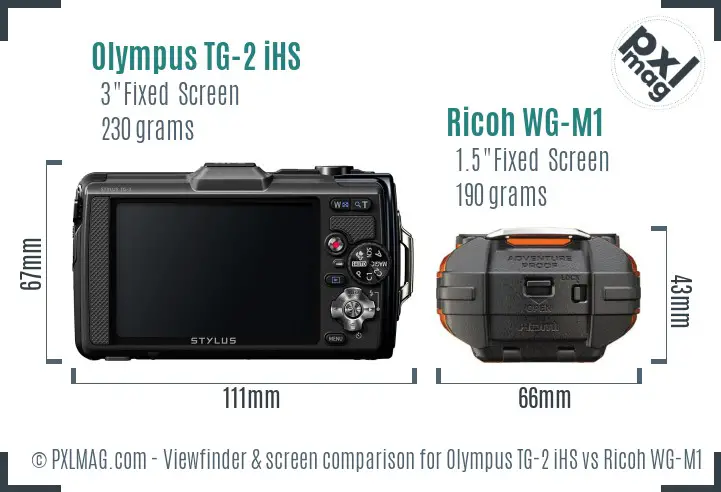 Olympus TG-2 iHS vs Ricoh WG-M1 Screen and Viewfinder comparison