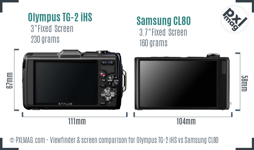 Olympus TG-2 iHS vs Samsung CL80 Screen and Viewfinder comparison