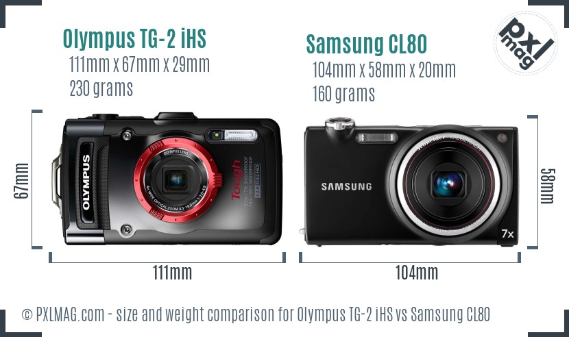 Olympus TG-2 iHS vs Samsung CL80 size comparison