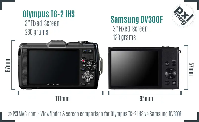 Olympus TG-2 iHS vs Samsung DV300F Screen and Viewfinder comparison