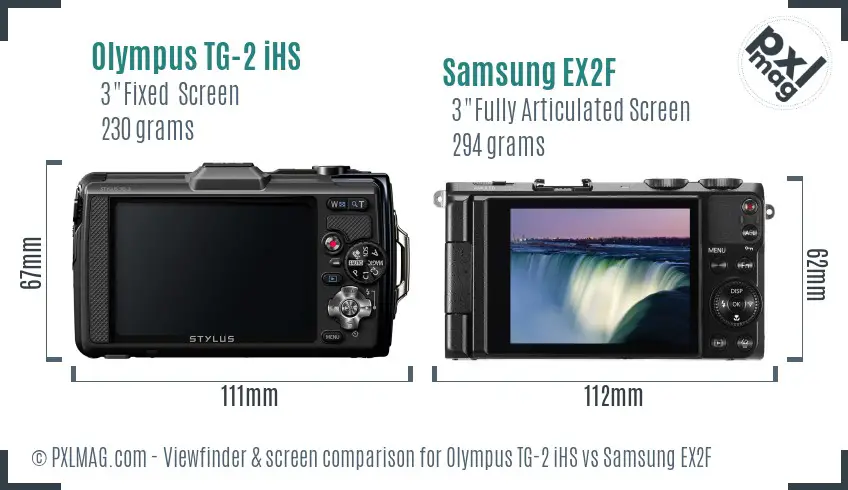 Olympus TG-2 iHS vs Samsung EX2F Screen and Viewfinder comparison