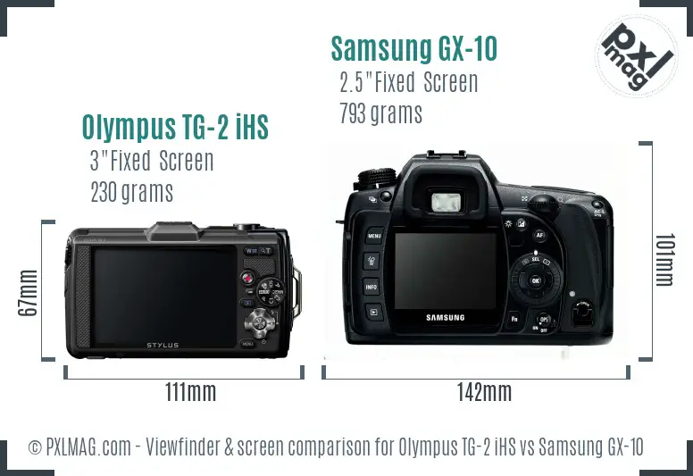 Olympus TG-2 iHS vs Samsung GX-10 Screen and Viewfinder comparison