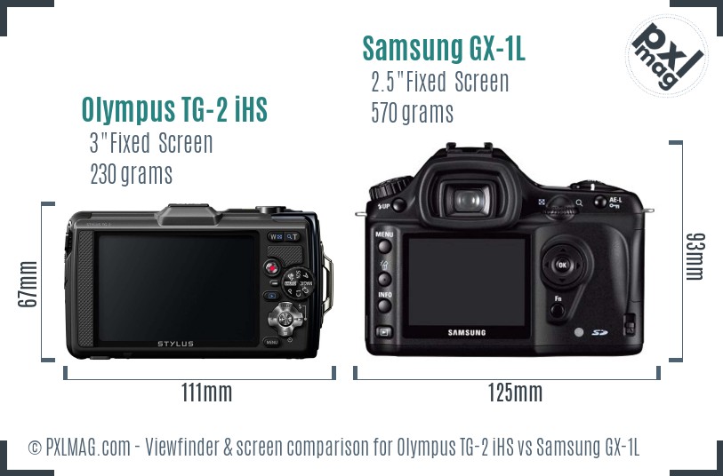 Olympus TG-2 iHS vs Samsung GX-1L Screen and Viewfinder comparison