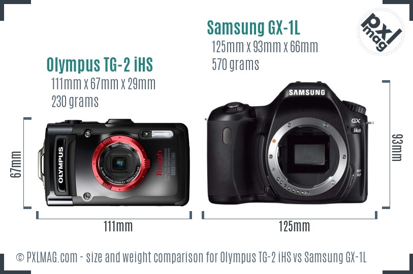 Olympus TG-2 iHS vs Samsung GX-1L size comparison