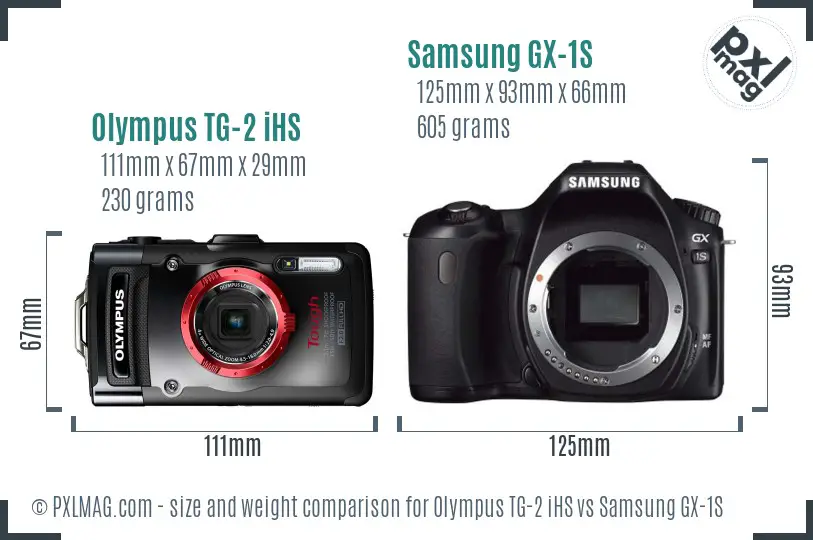 Olympus TG-2 iHS vs Samsung GX-1S size comparison