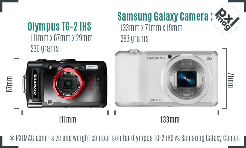 Olympus TG-2 iHS vs Samsung Galaxy Camera 2 size comparison