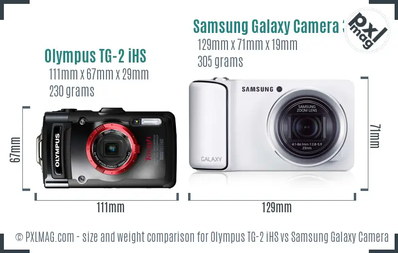 Olympus TG-2 iHS vs Samsung Galaxy Camera 3G size comparison